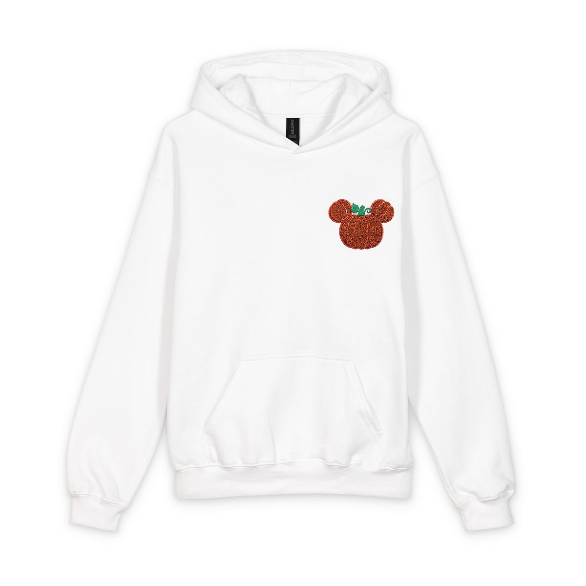 Fall Embroidered Pumpkin Softstyle Youth Midweight Hooded Sweatshirt