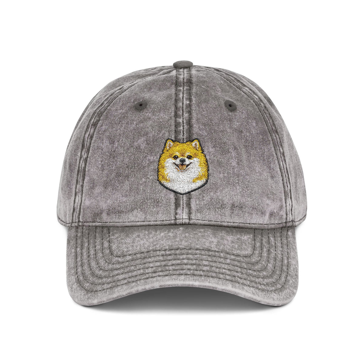 Pomeranian Embroidered Cap | Vintage Distressed Baseball Hat
