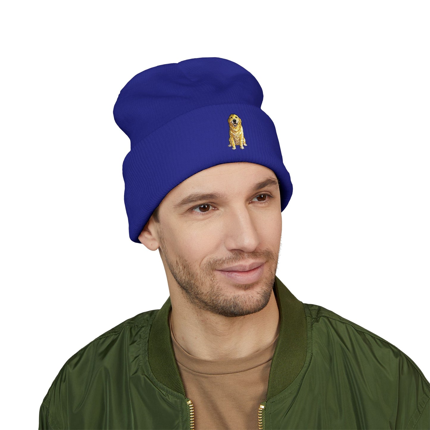 Yellow Labrador  Embroidery Beanie | Cuffed Knit Hat