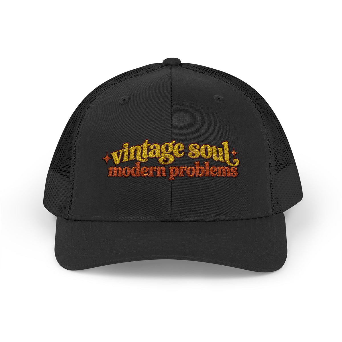 Vintage Soul modern problems Trucker Cap | Retro Script Embroidery