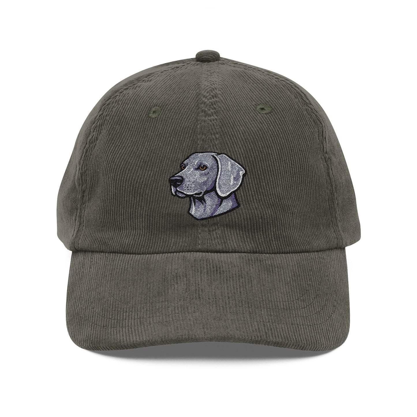 Embroidered Weimaranar Dog Head Cap | Corduroy Baseball Hat