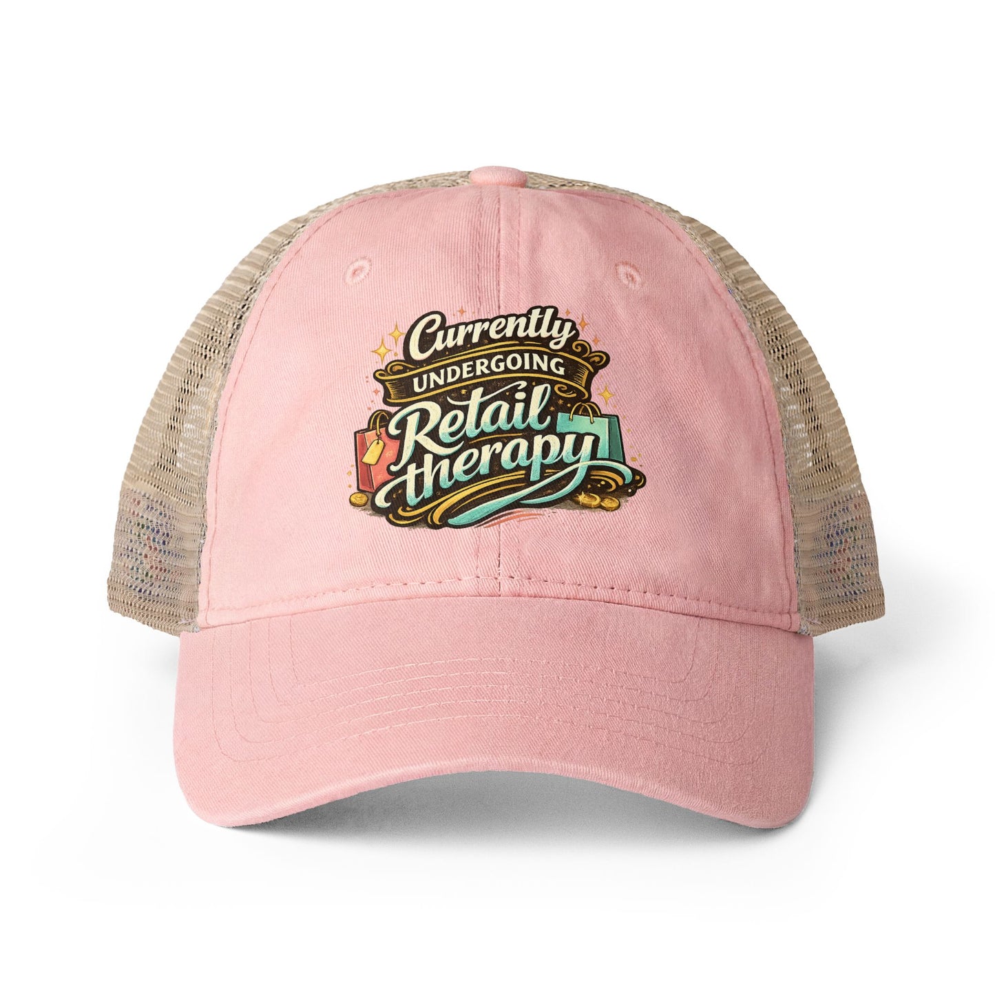 Women's Washed Mesh-Back hat Retail Therapy humorous ball cap