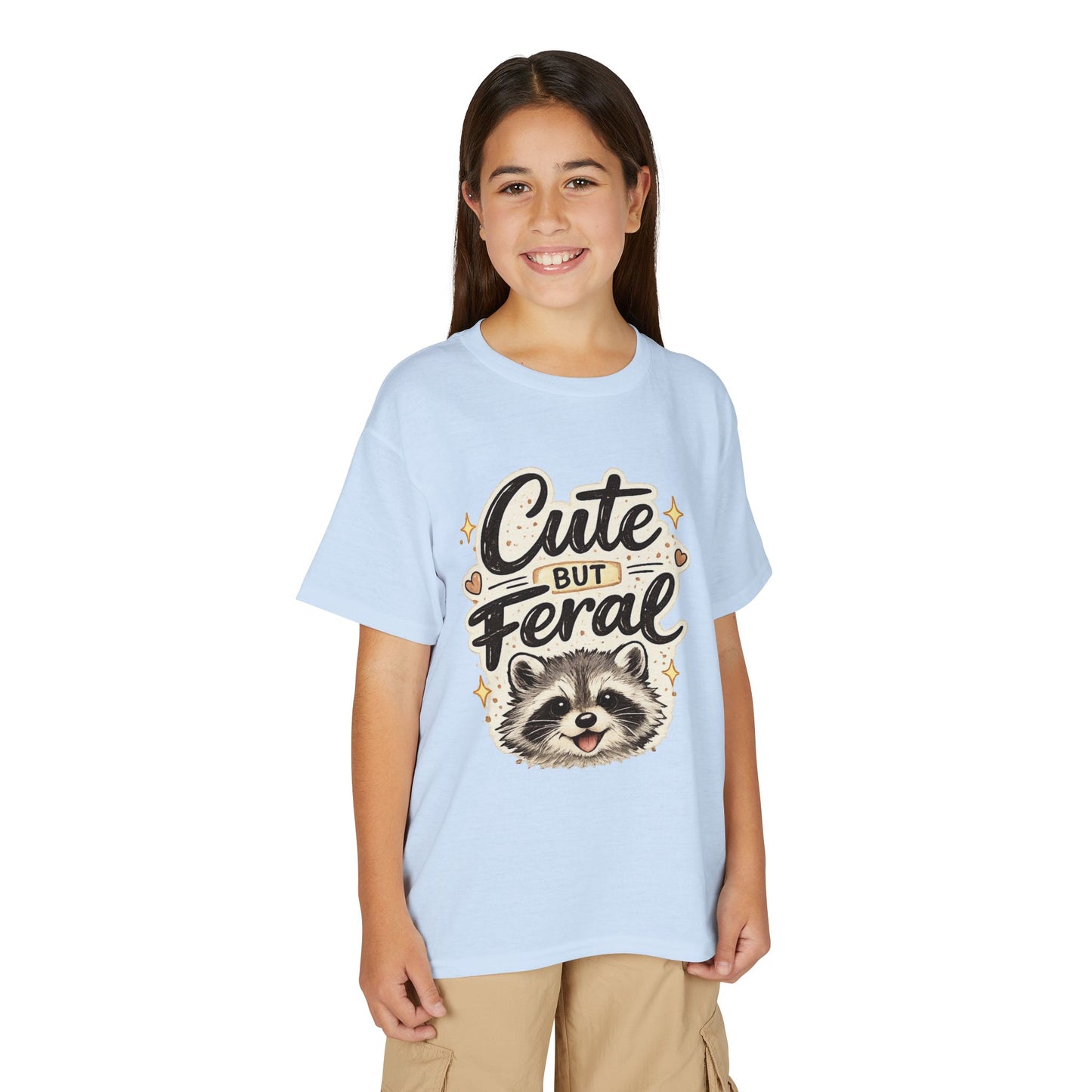 Cute but Feral Raccoon Youth T-Shirt | Kids Animal Graphic Tee
