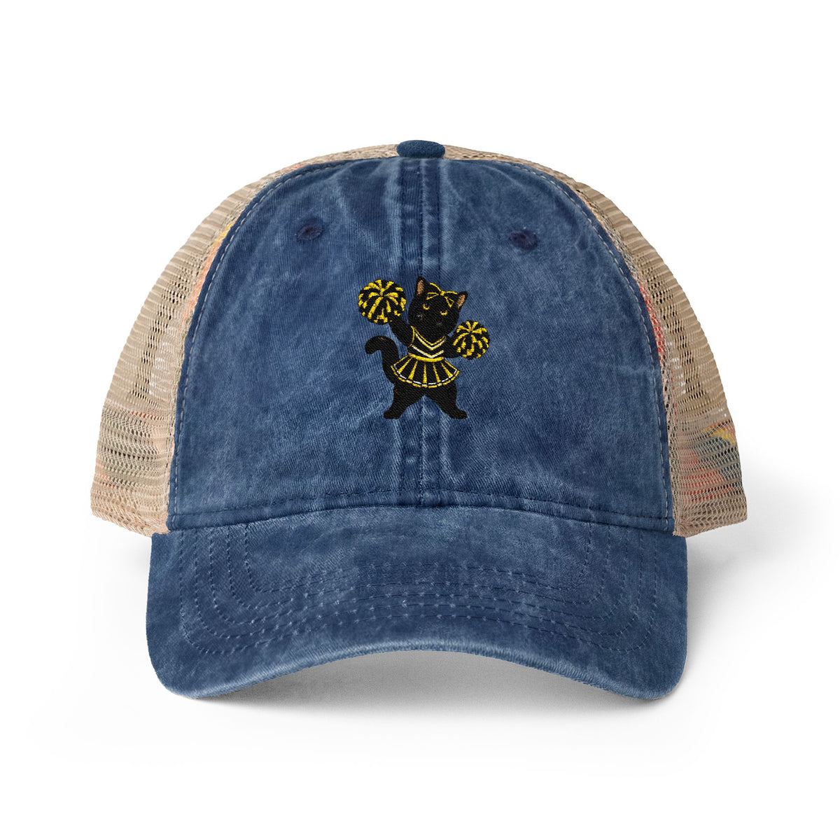 Black Cat Cheer Cap Women's Washed Mesh-Back Cap