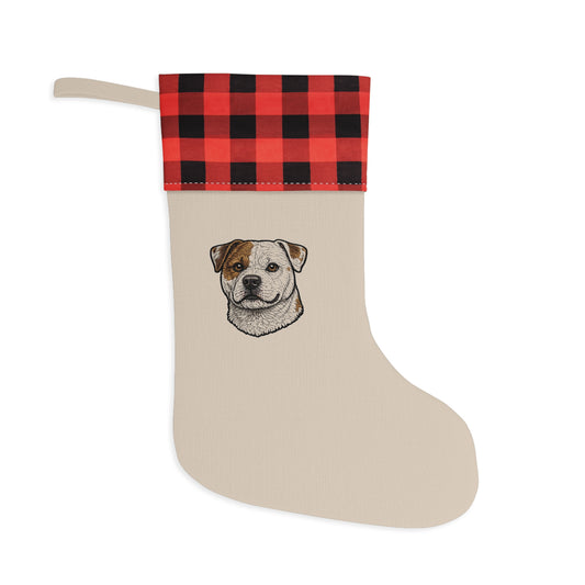 Scott American Bulldog Christmas Stocking with Buffalo Plaid Cuff