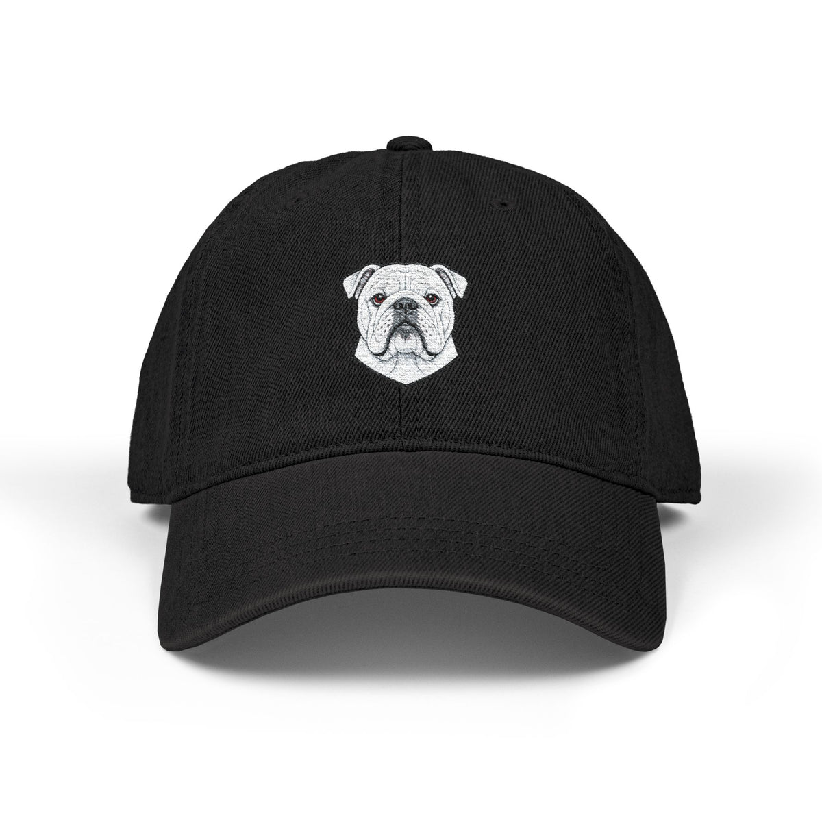 English Bulldog Embroidered Denim Hat | Dad Cap, Adjustable Strap