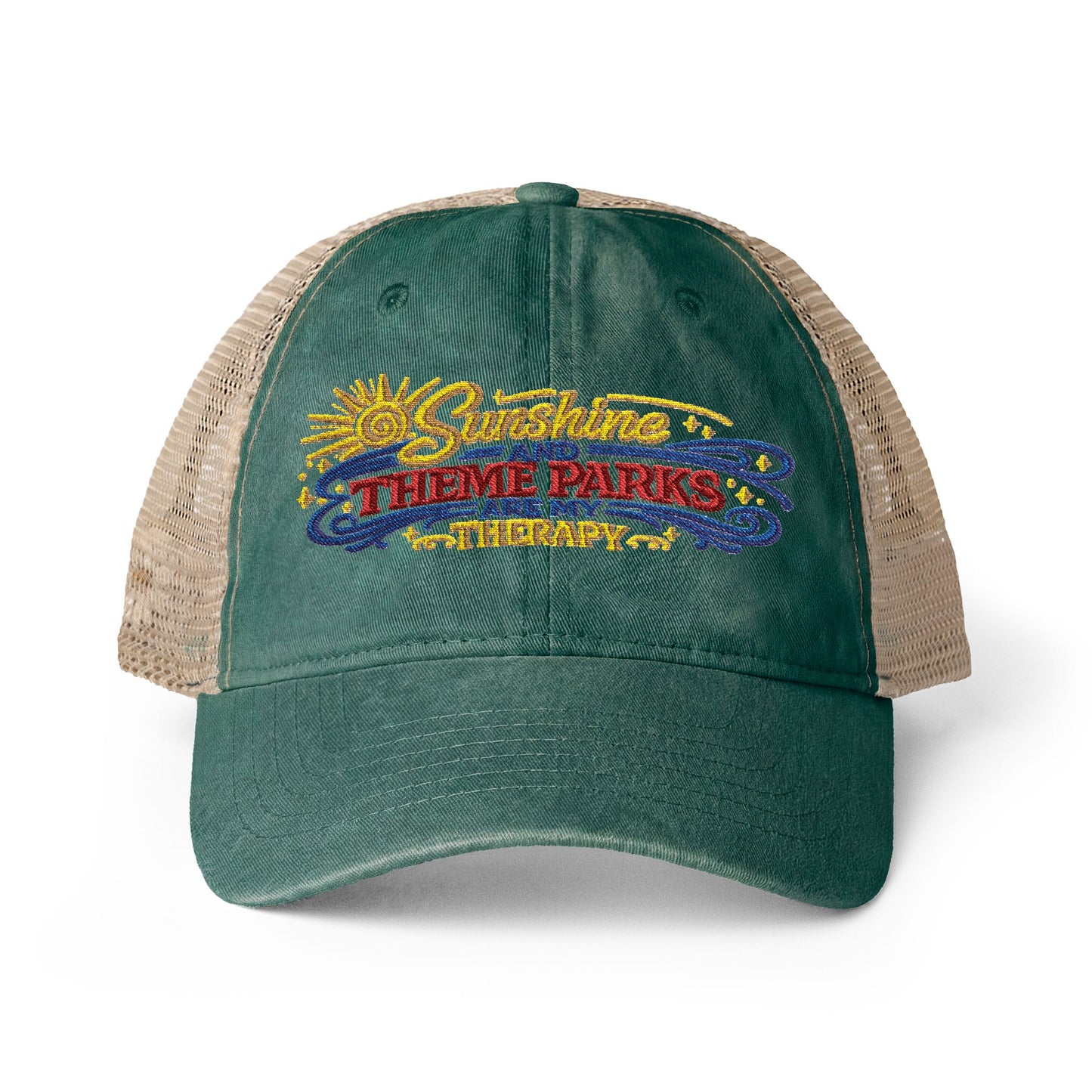 Women's Washed Mesh-Back Cap Sunshine and theme parks are my therapy vacation hat