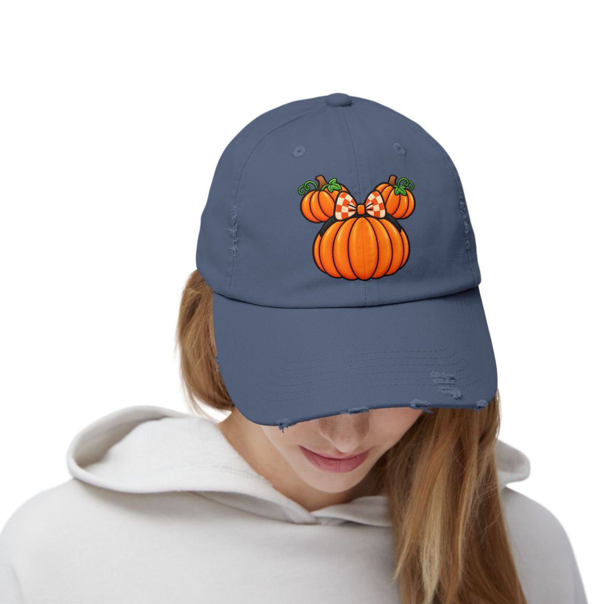 Fall Pumpkin  Ears Cap | Distressed Baseball Hat, Halloween Fall