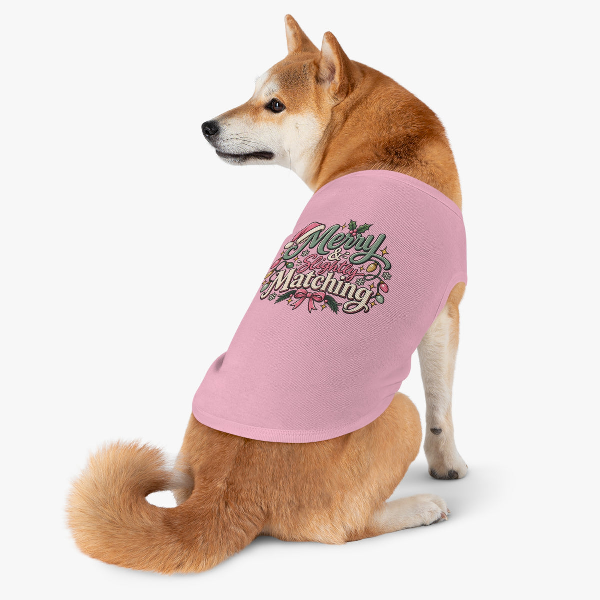 Merry & Slightly Matching Pet Tank Top — Holiday Dog Tee- Part of friends or family matching holiday tee set
