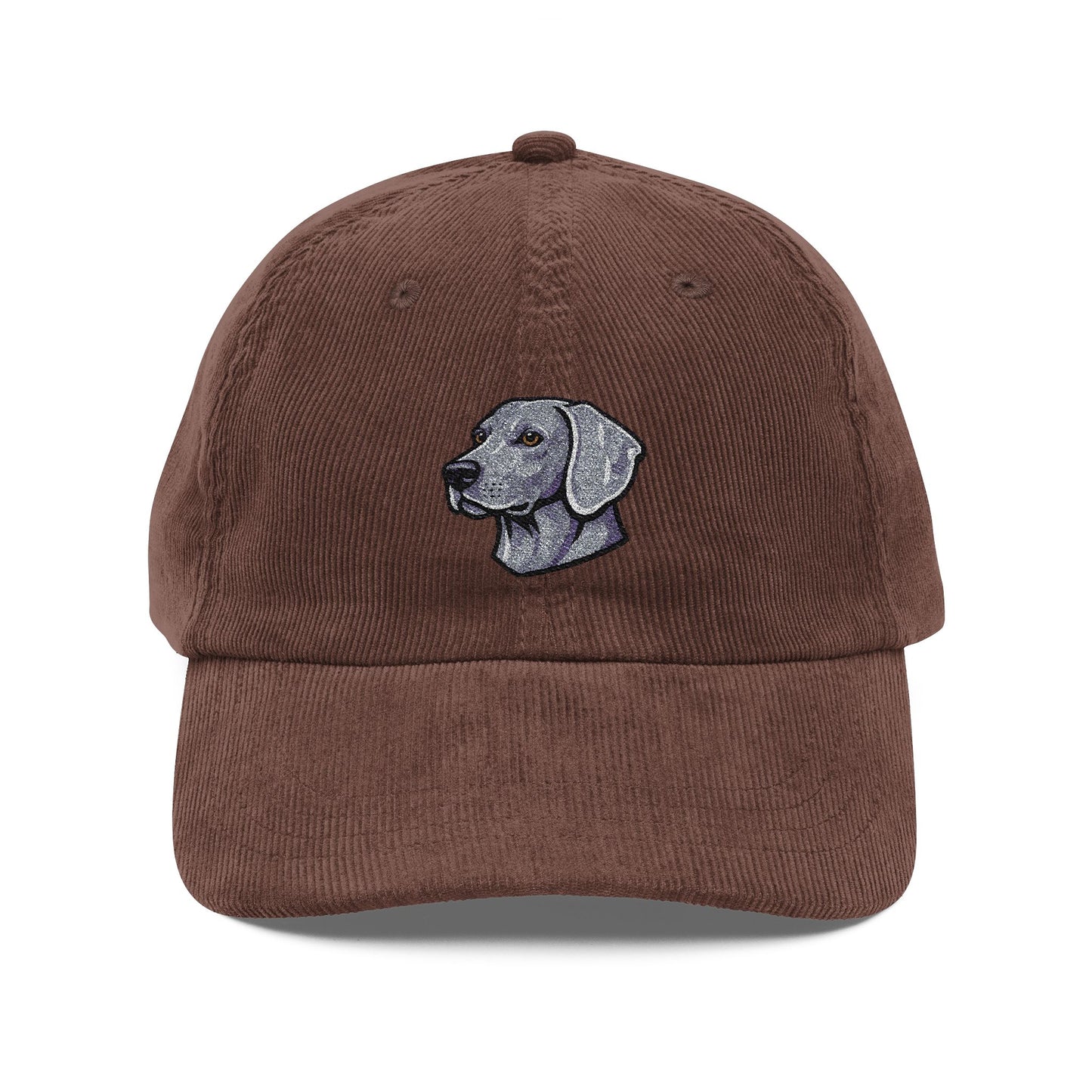 Embroidered Weimaranar Dog Head Cap | Corduroy Baseball Hat