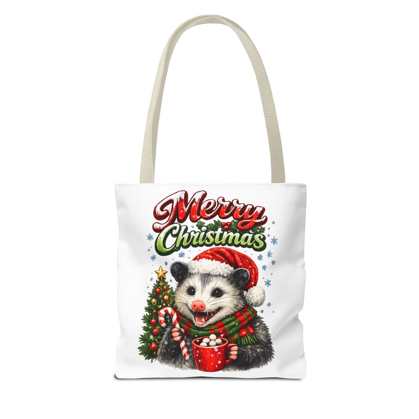 Christmas Opossum Tote Bag — Cute Holiday Animal Holiday Shopping Bag