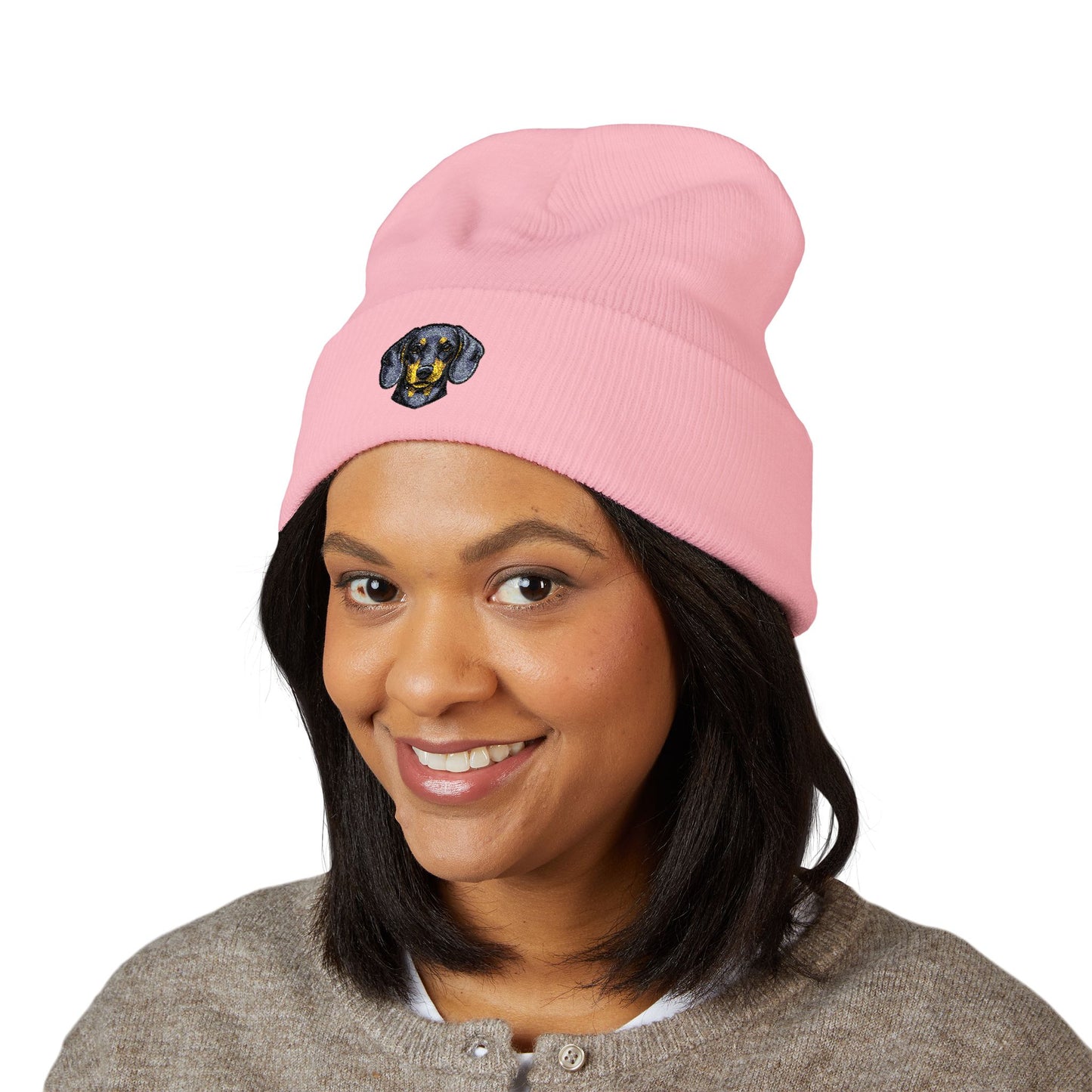 Dachshund Embroidered Beanie | Cuffed Knit Hat
