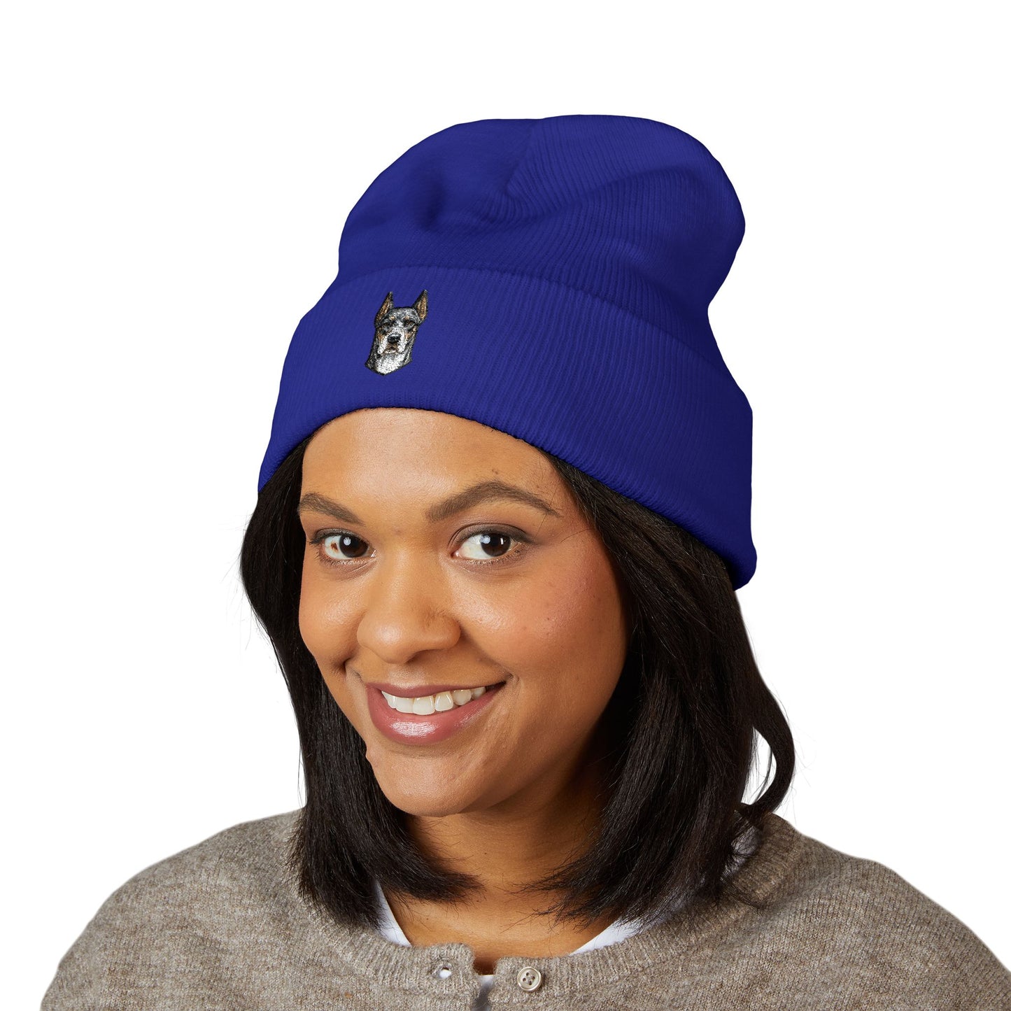 Great Dane Embroidered Beanie | Cuffed Knit Hat