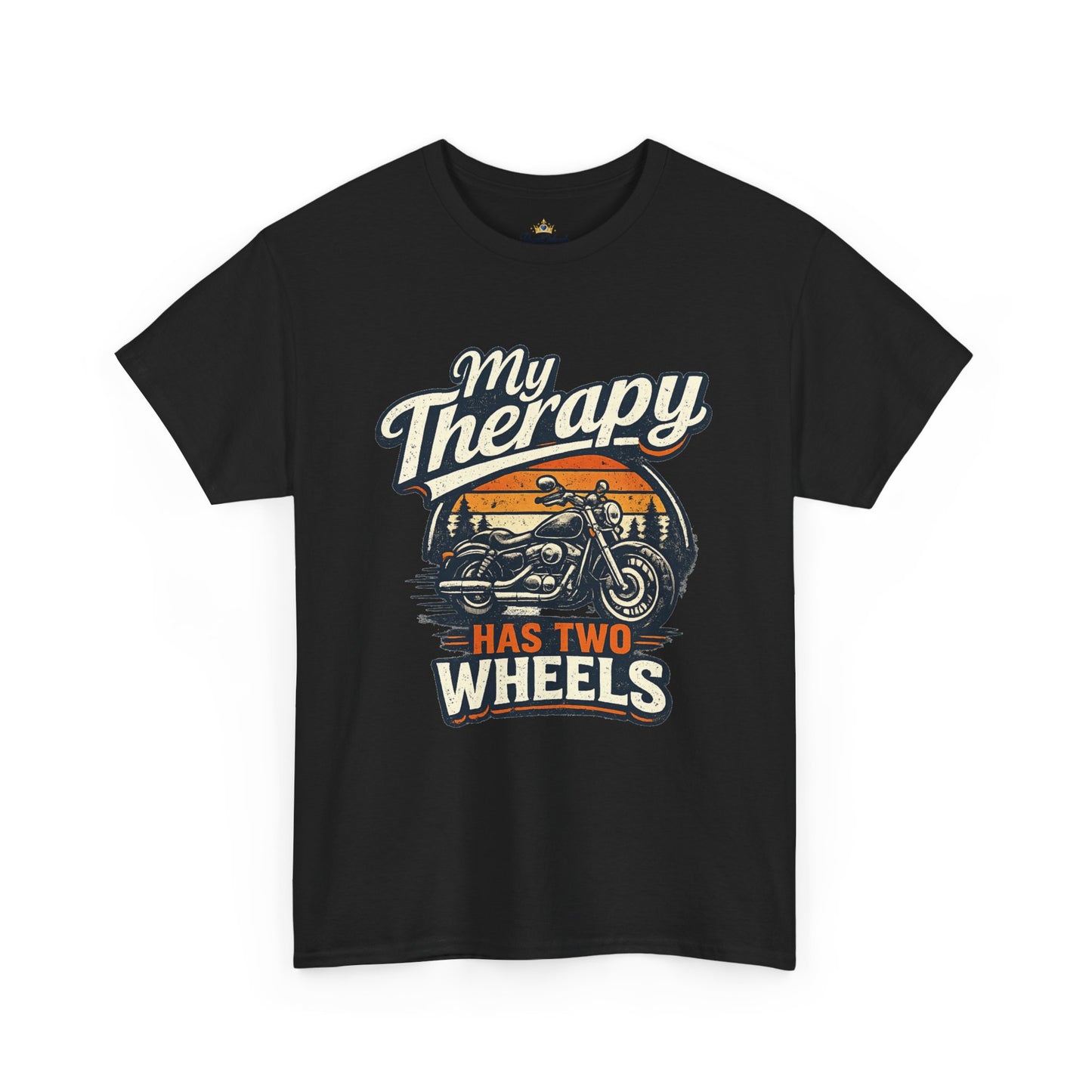 My Therapy Has Two Wheels Motorcycle Tee | Biker Riding Sunset Design