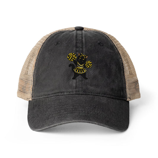 Black Cat Cheer Cap Women's Washed Mesh-Back Cap