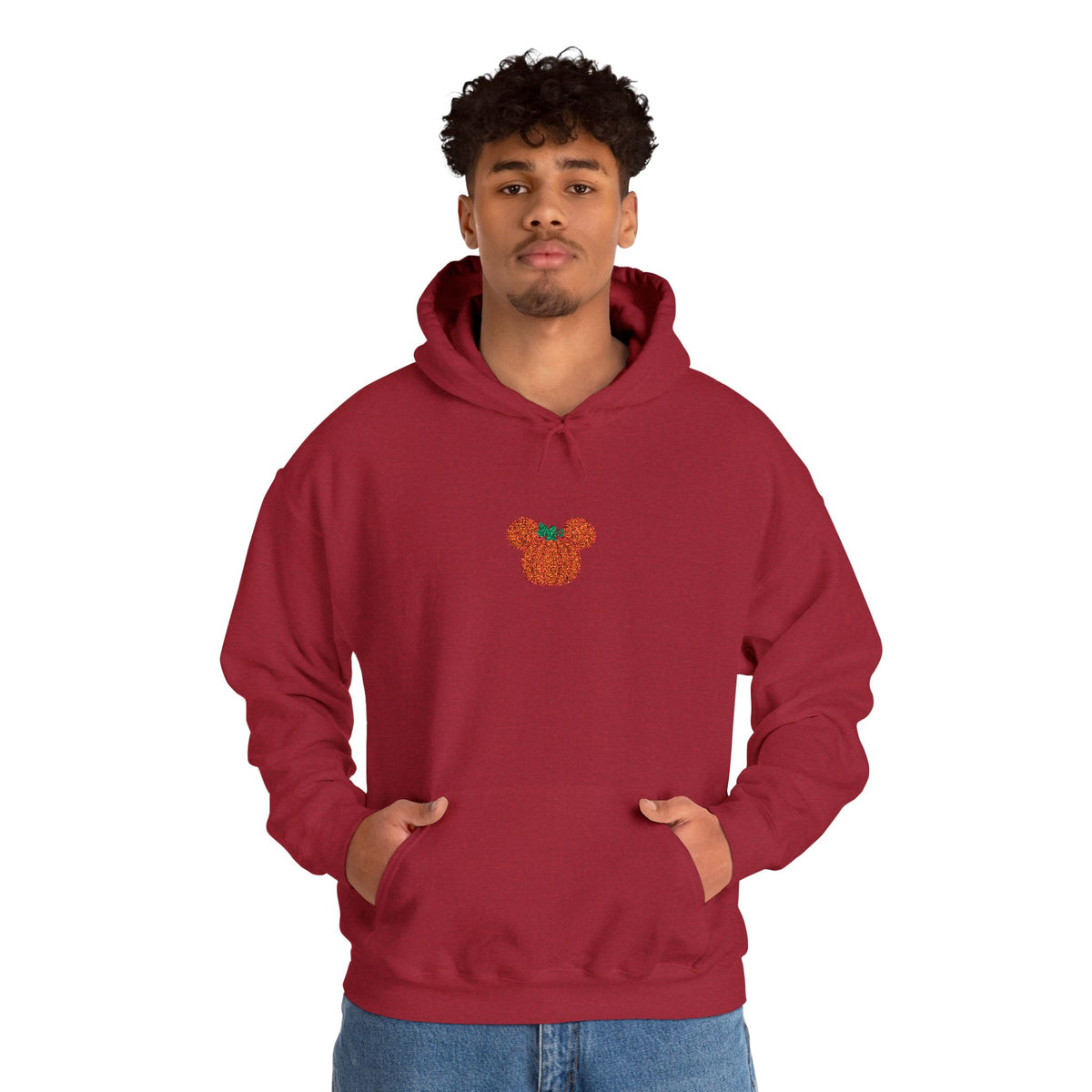 Fall Pumpkin Embroidered Ears silhouette Hoodie | Halloween pumpkin ears sweatshirt