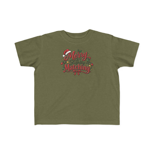 Toddler Christmas Tee – “Merry & Slightly Matching” Holiday Shirt friends or family matching tee