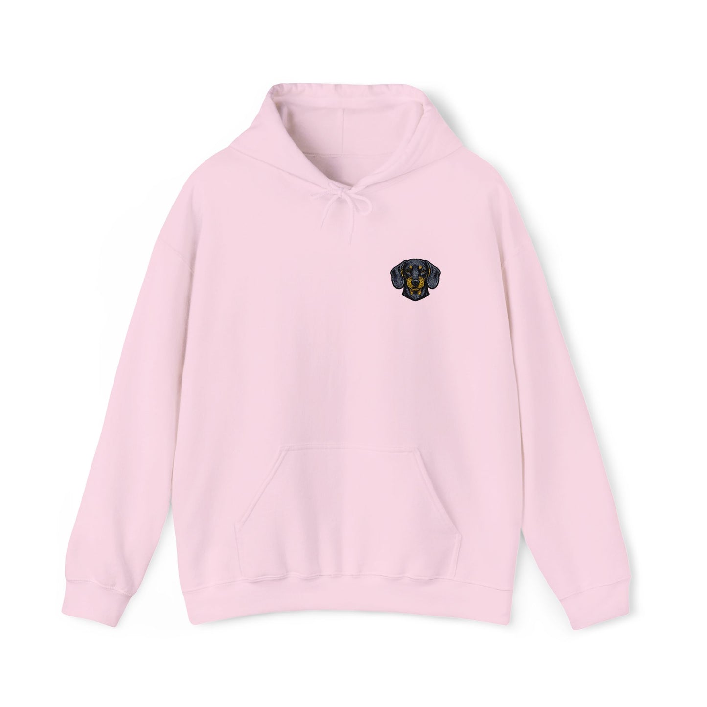 Dachshund embroidered design on hooded sweatshirt