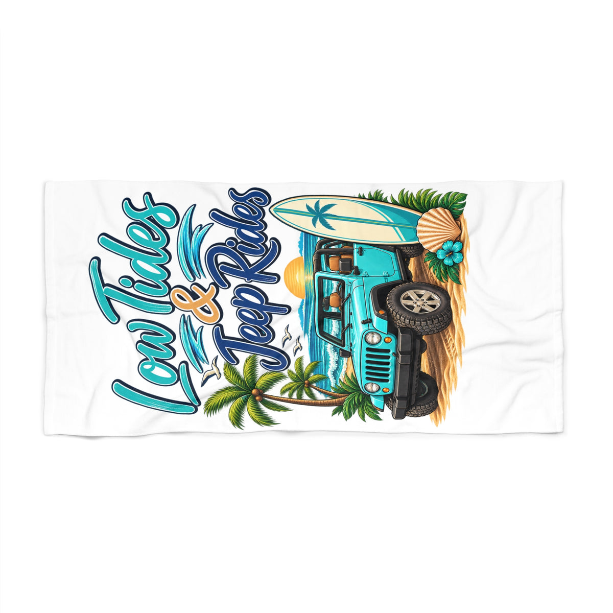 Low Tides & Beach Rides Beach Towel – Tropical Surf 4x4 Graphic
