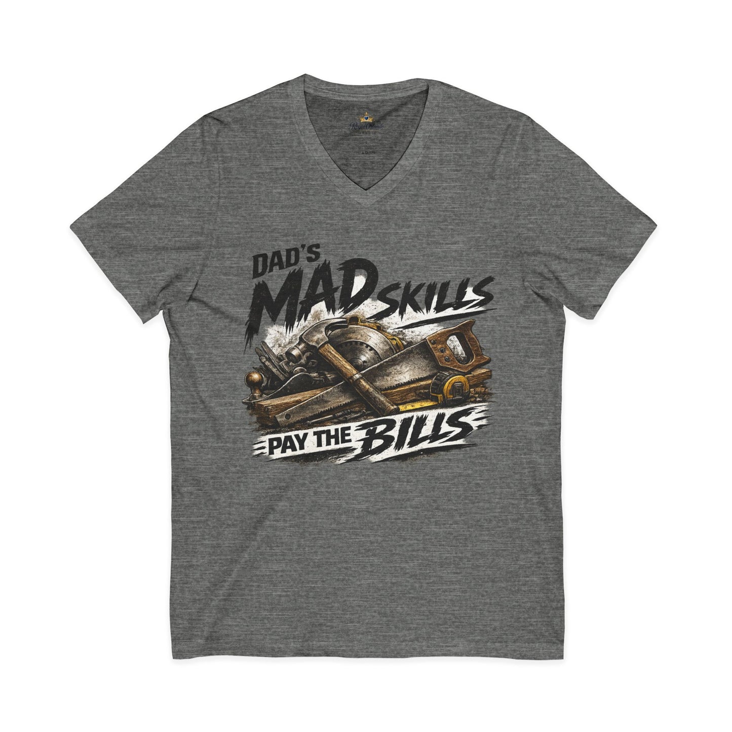 Dad's Mad Skills Pay The Bills V-Neck T-Shirt | Tool Belt Graphic Tee