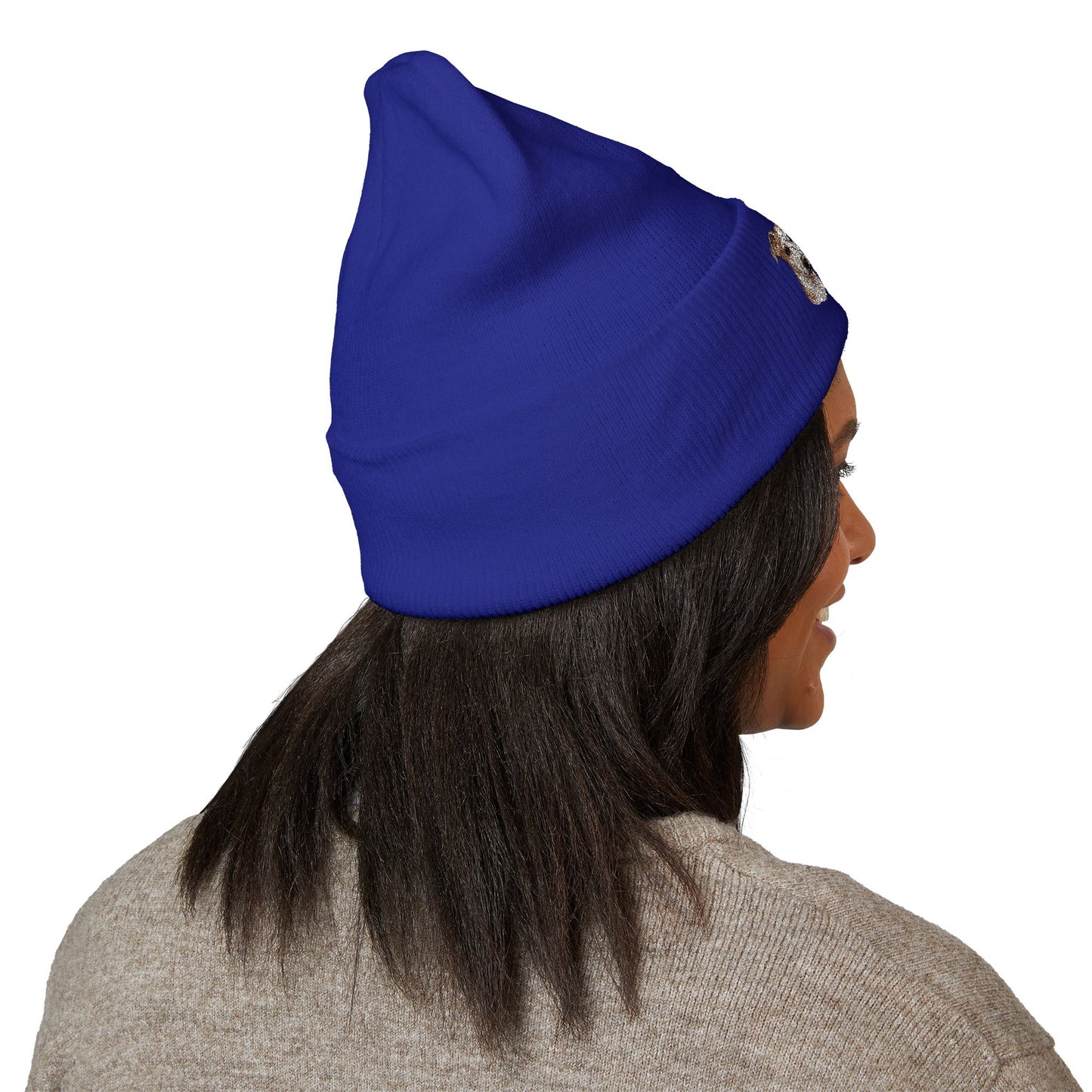 Anxious Whippet Embroidered Beanie | Cuffed Knit Hat