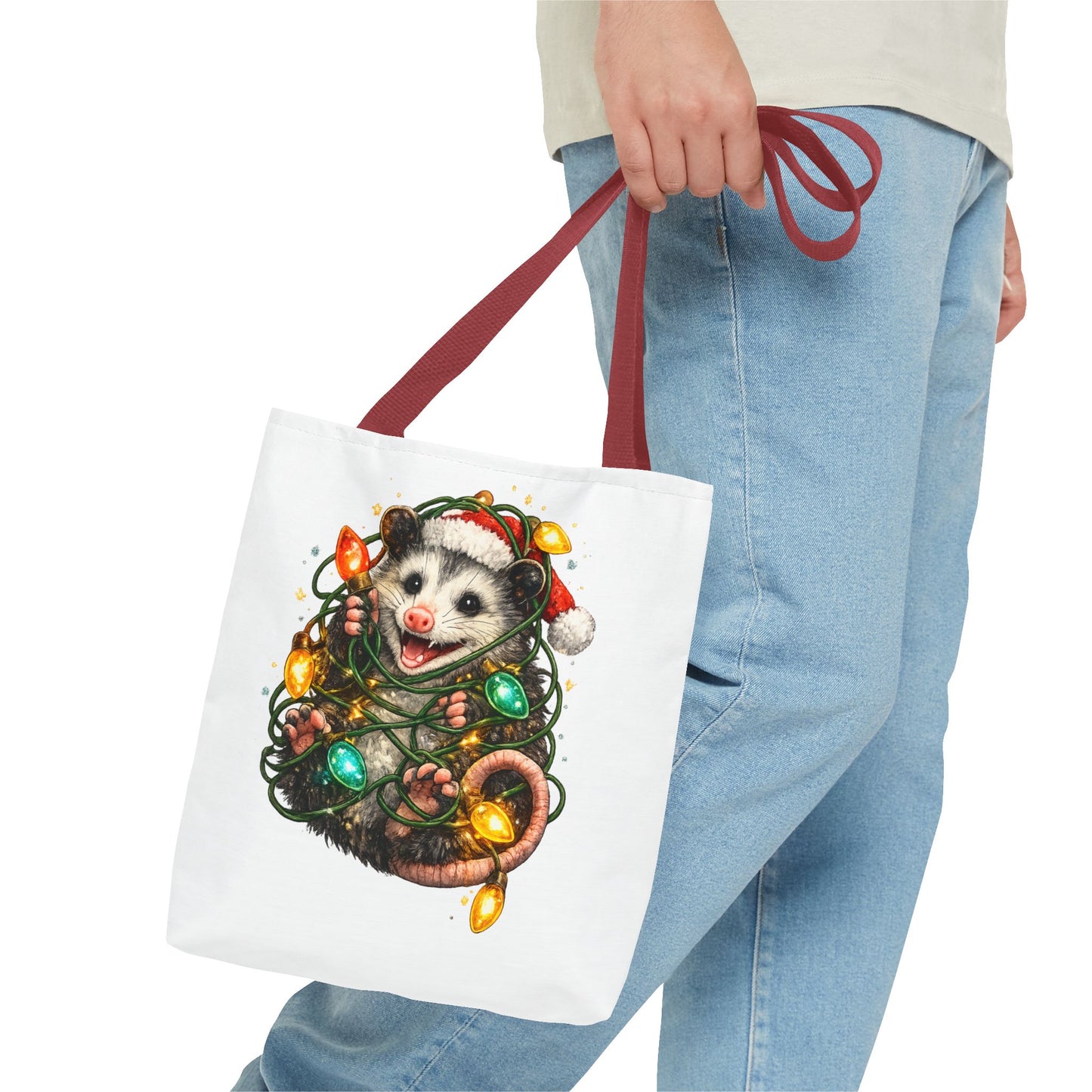 Christmas Opossum Tote Bag — Cute Holiday Animal Holiday Shopping Bag
