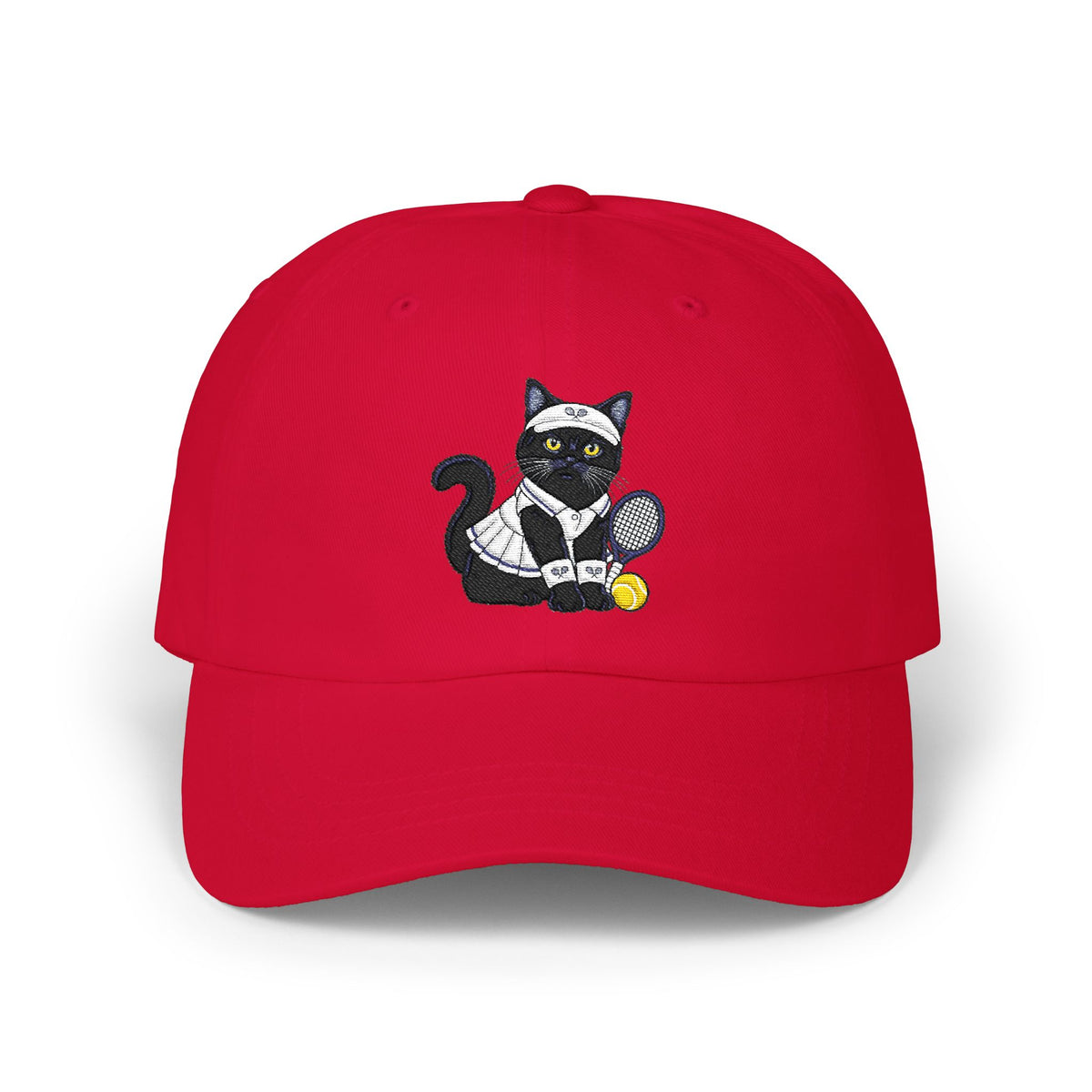 Black Cat Pickle Ball Embroidery Classic Dad Cap