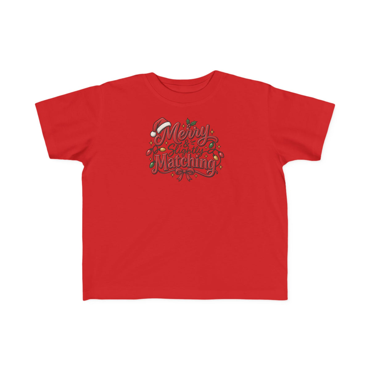 Toddler Christmas Tee – “Merry & Slightly Matching” Holiday Shirt friends or family matching tee