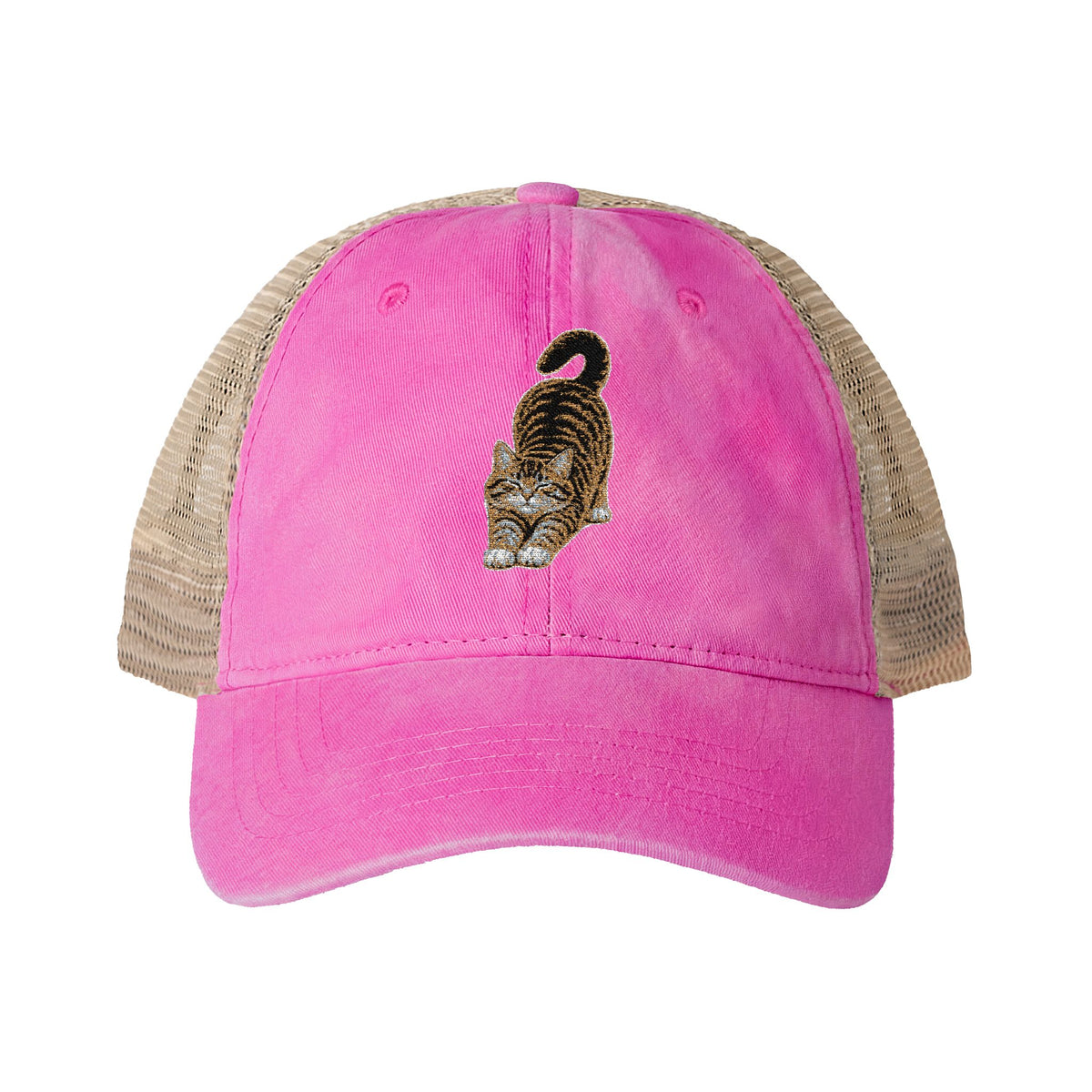 American Shorthair Embroidered Cat Women's Washed Mesh-Back Cap