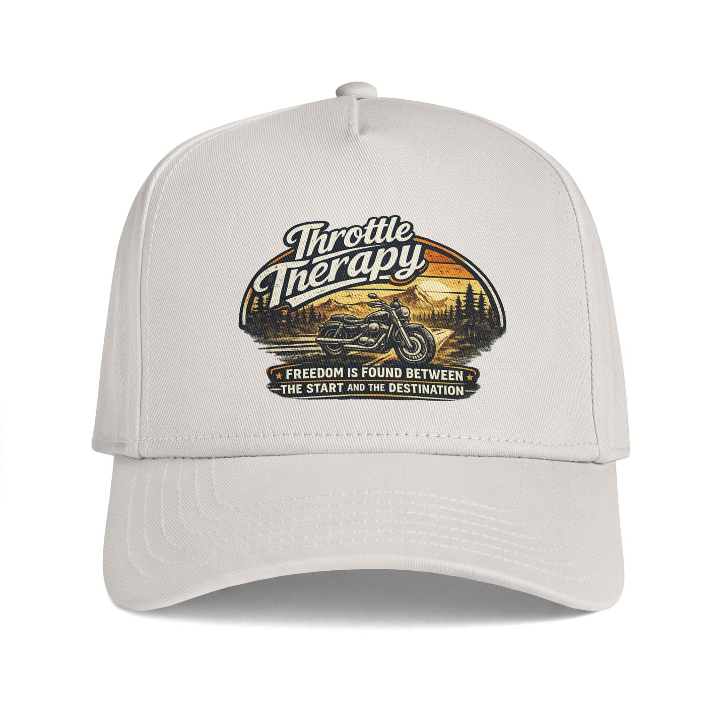 Throttle Therapy motorcycle cap | Freedom is found between the start and the destination