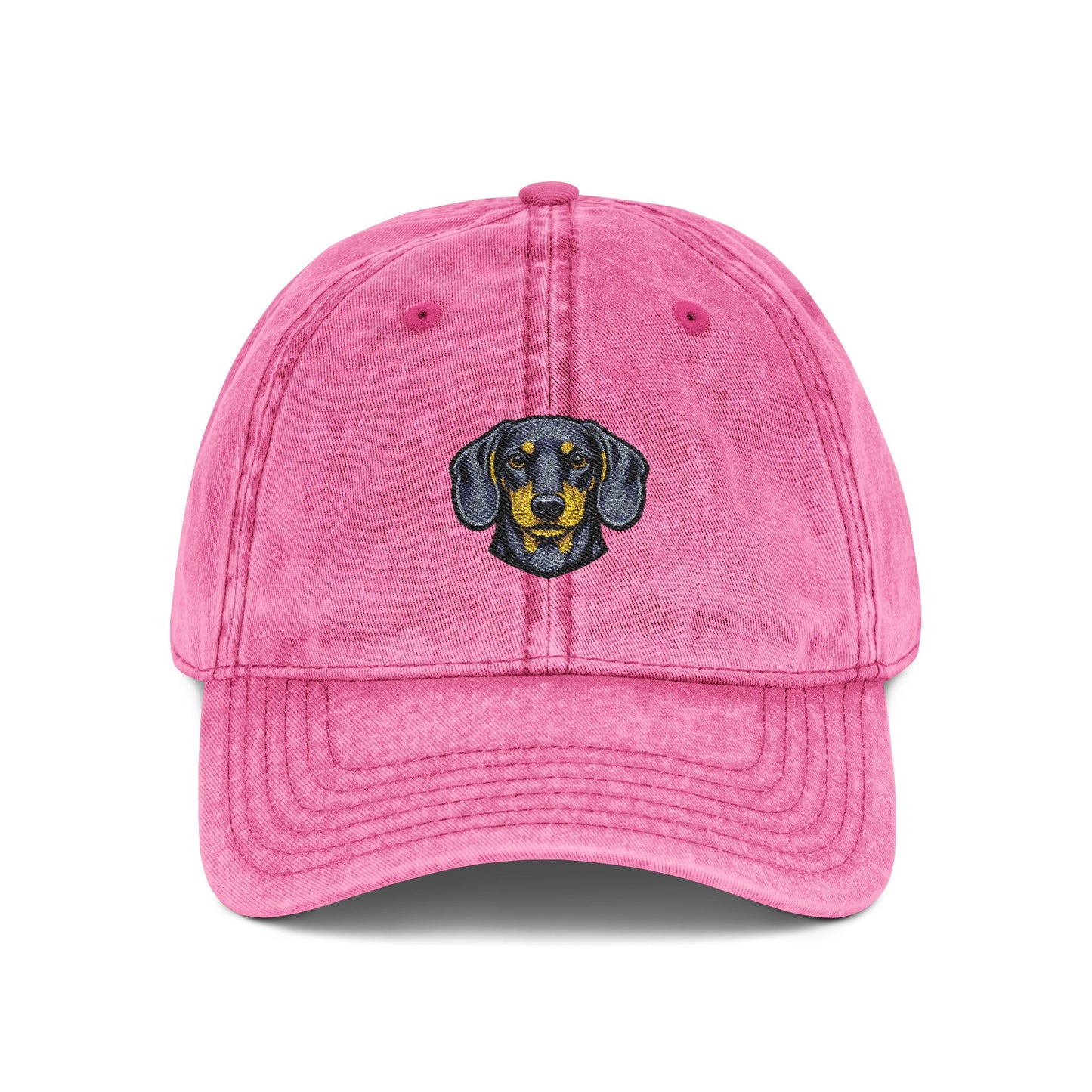 Embroidered Dachshund Dog Head Cap | Vintage Washed Baseball Hat