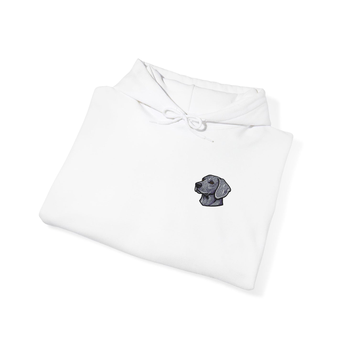 Weimaraner embroidered design on hooded sweatshirt