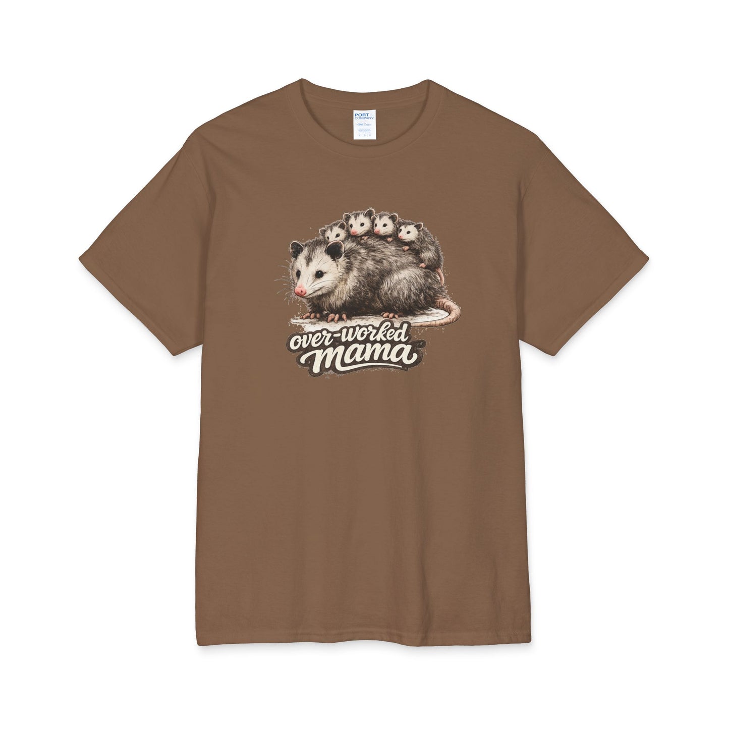 Opossum with Babies overworked mama Tee | Mom Life Graphic Shirt Mother's day