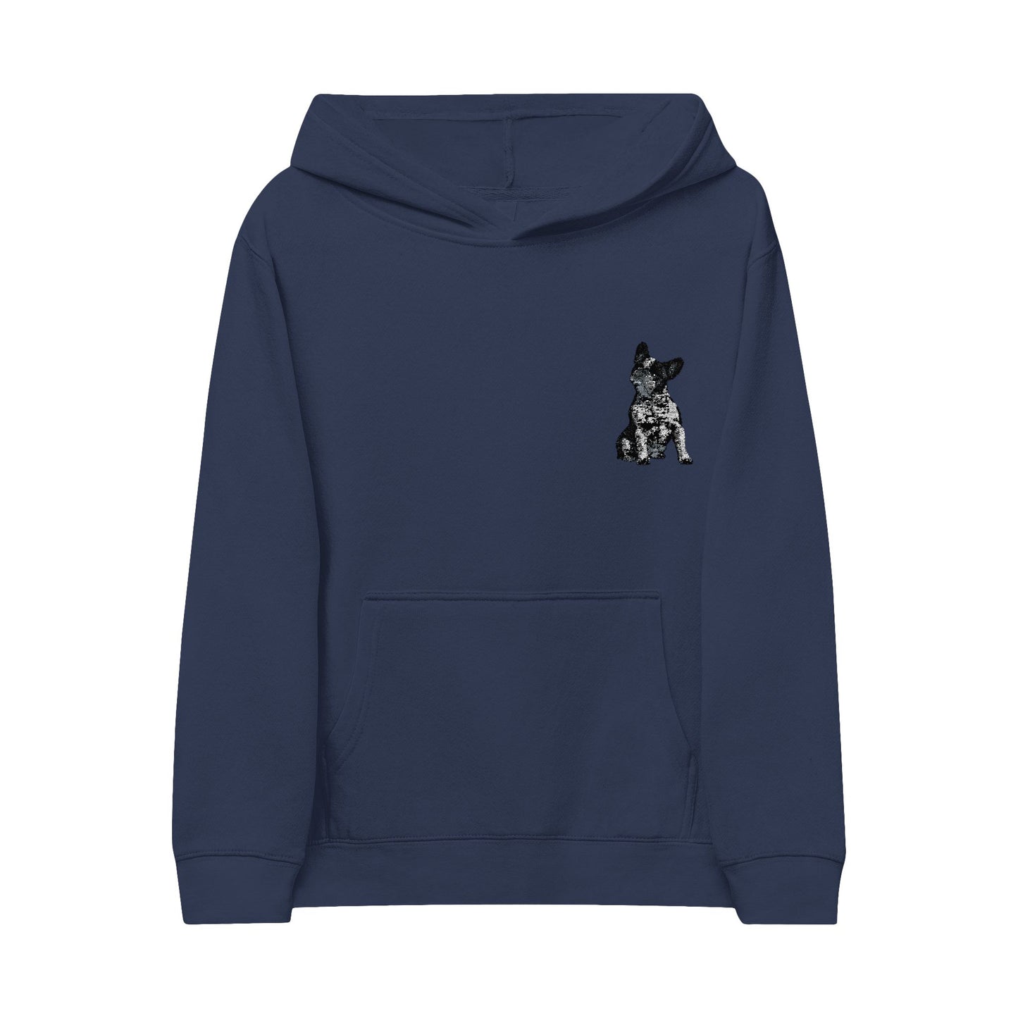 Kids Embroidered French Bulldog Fleece Hoodie
