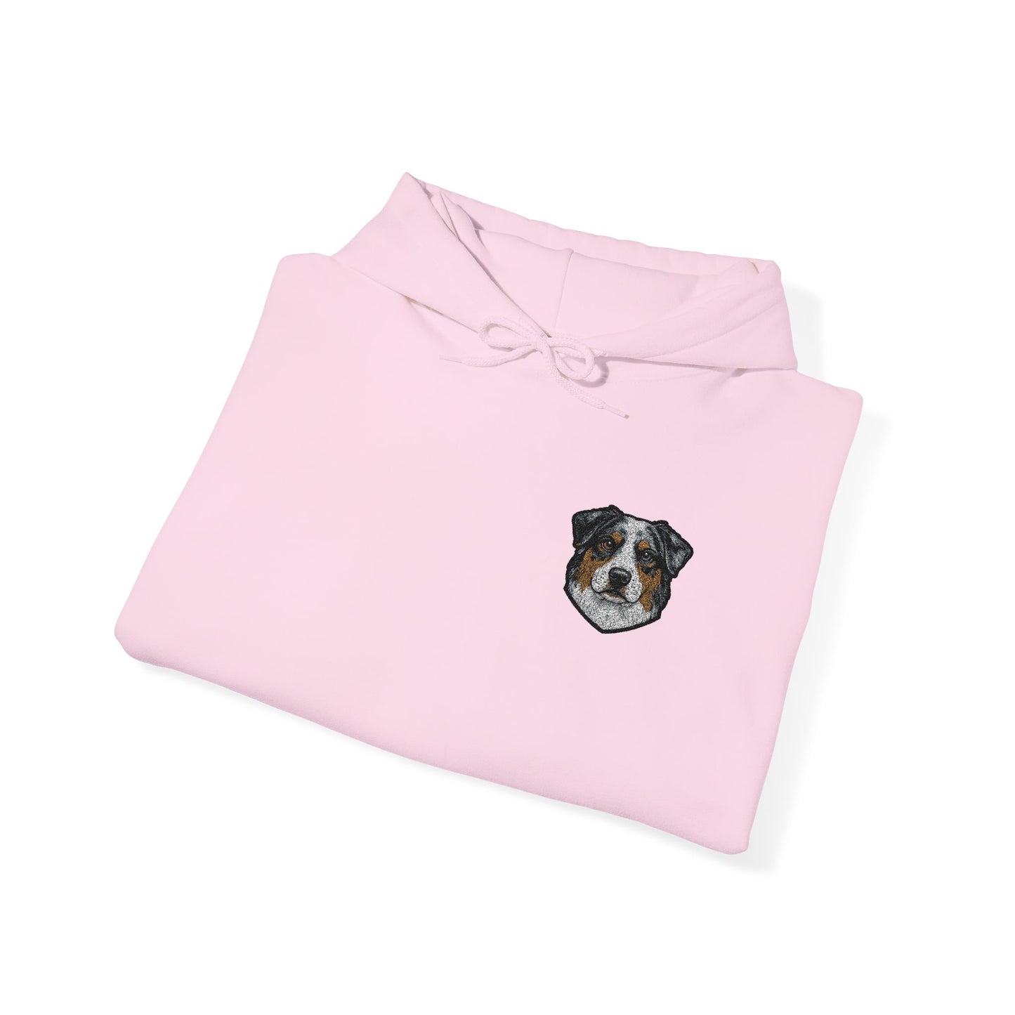 Australian Shepherd embroidered design on hooded sweatshirt