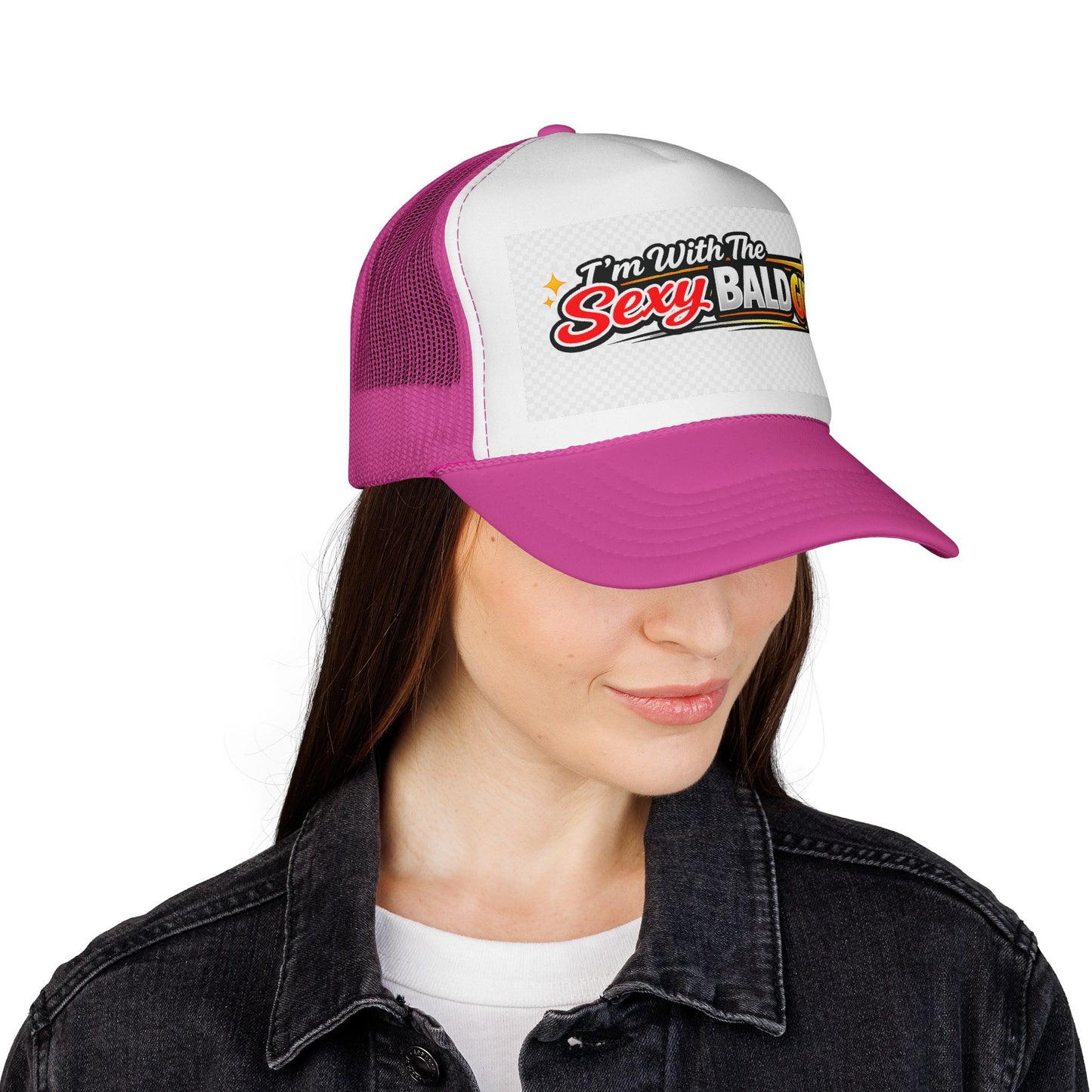 Im With The Sexy Bald Guy Trucker Cap | Funny Novelty Mesh Hat
