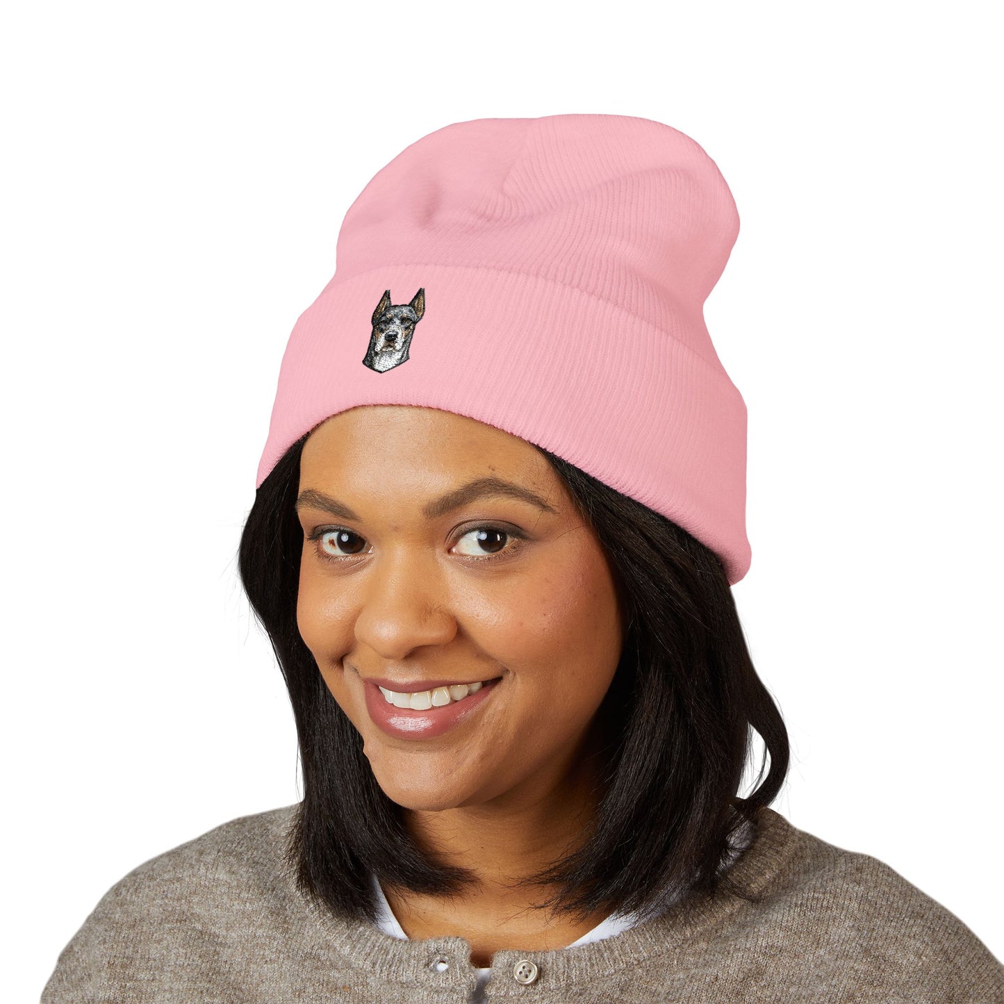 Great Dane Embroidered Beanie | Cuffed Knit Hat