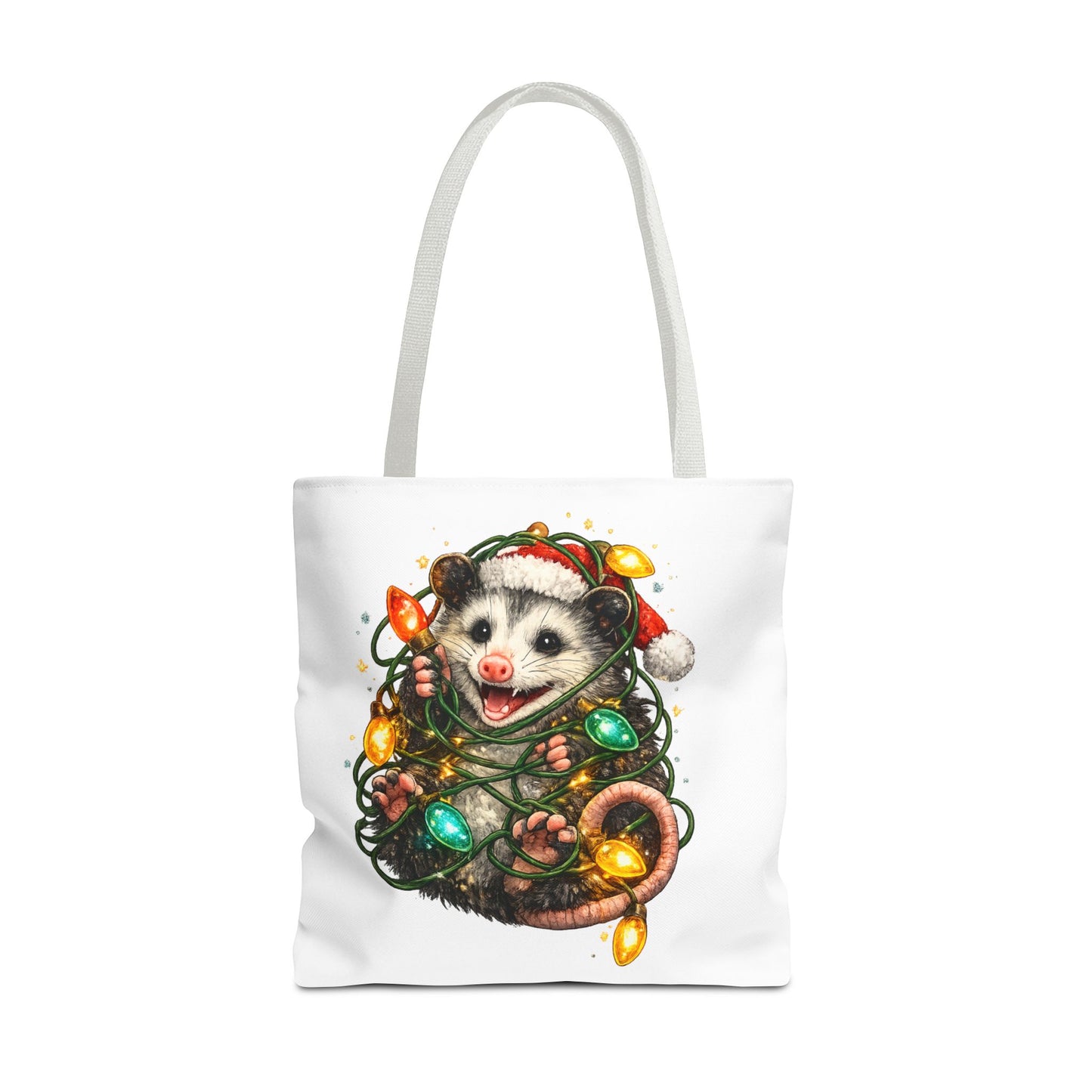 Christmas Opossum Tote Bag — Cute Holiday Animal Holiday Shopping Bag
