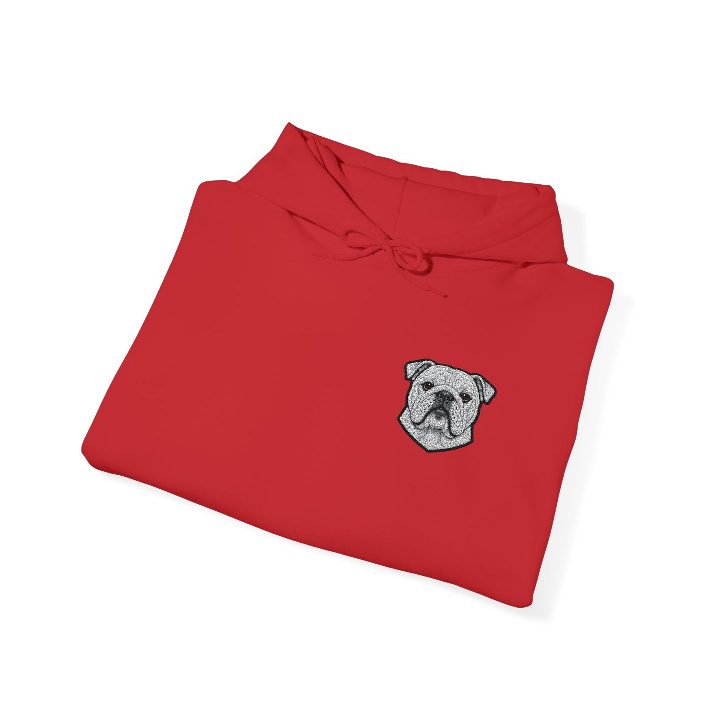 English Bulldog embroidered design on hooded sweatshirt