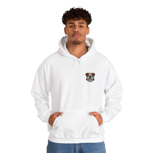 English Bulldog embroidered design on hooded sweatshirt