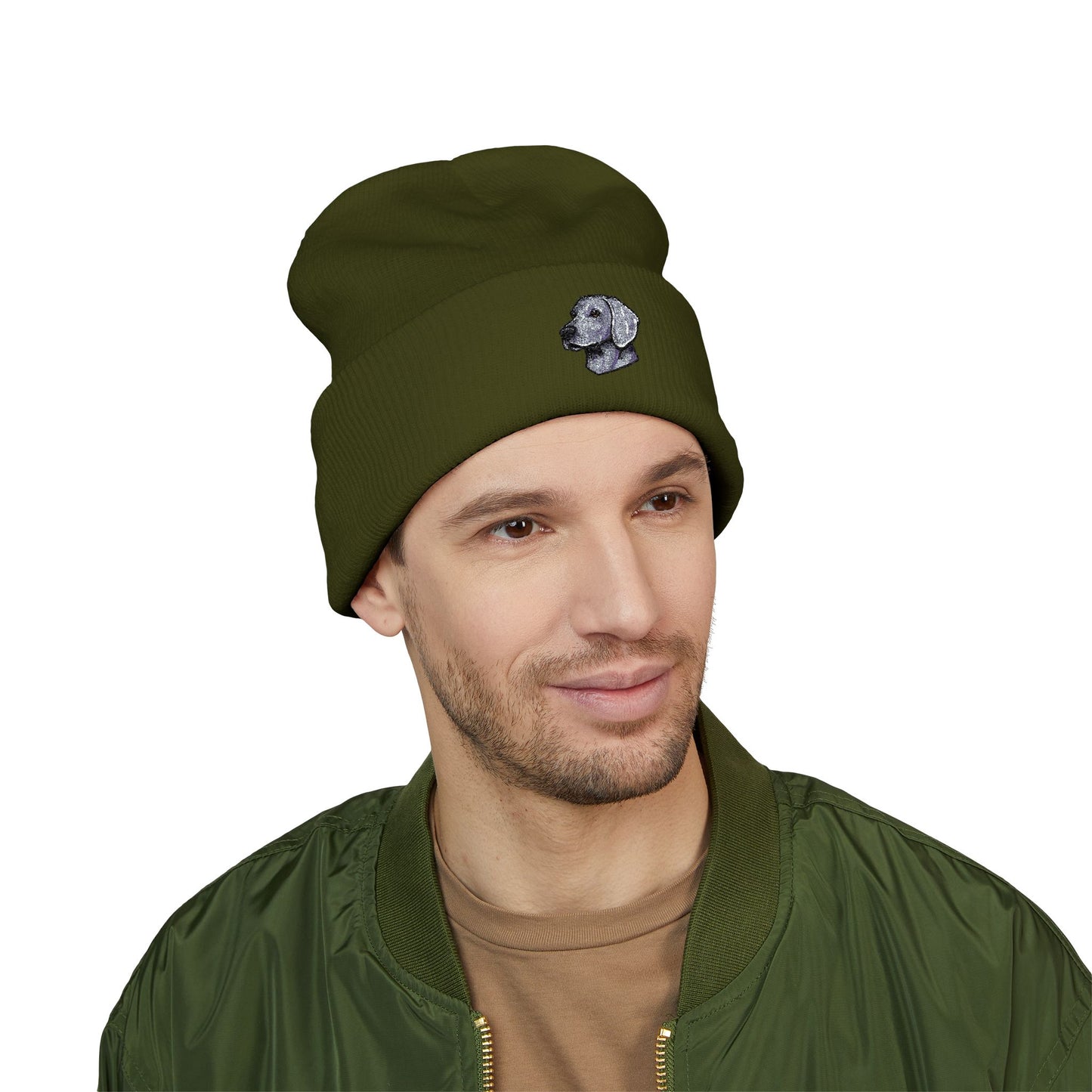 Weimaraner Embroidered Beanie | Cuffed Knit Hat