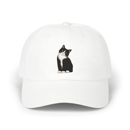 Tuxedo Cat Embroidered Classic Dad Cap