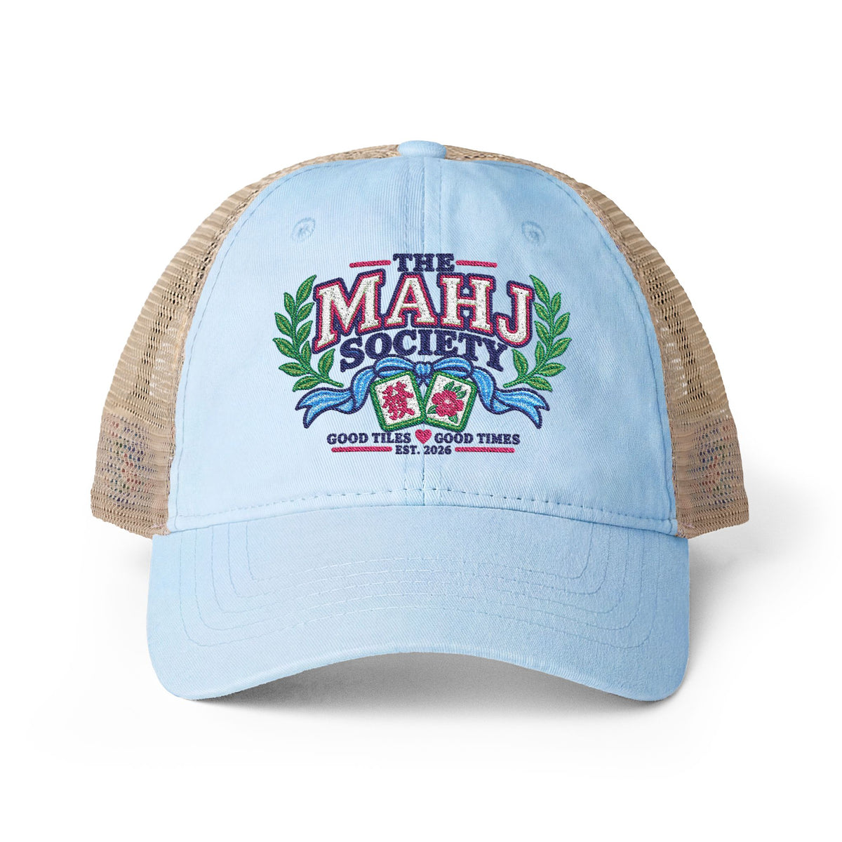 The MAHJ Society Embroidered Mah Jong Women's Washed Mesh-Back Cap