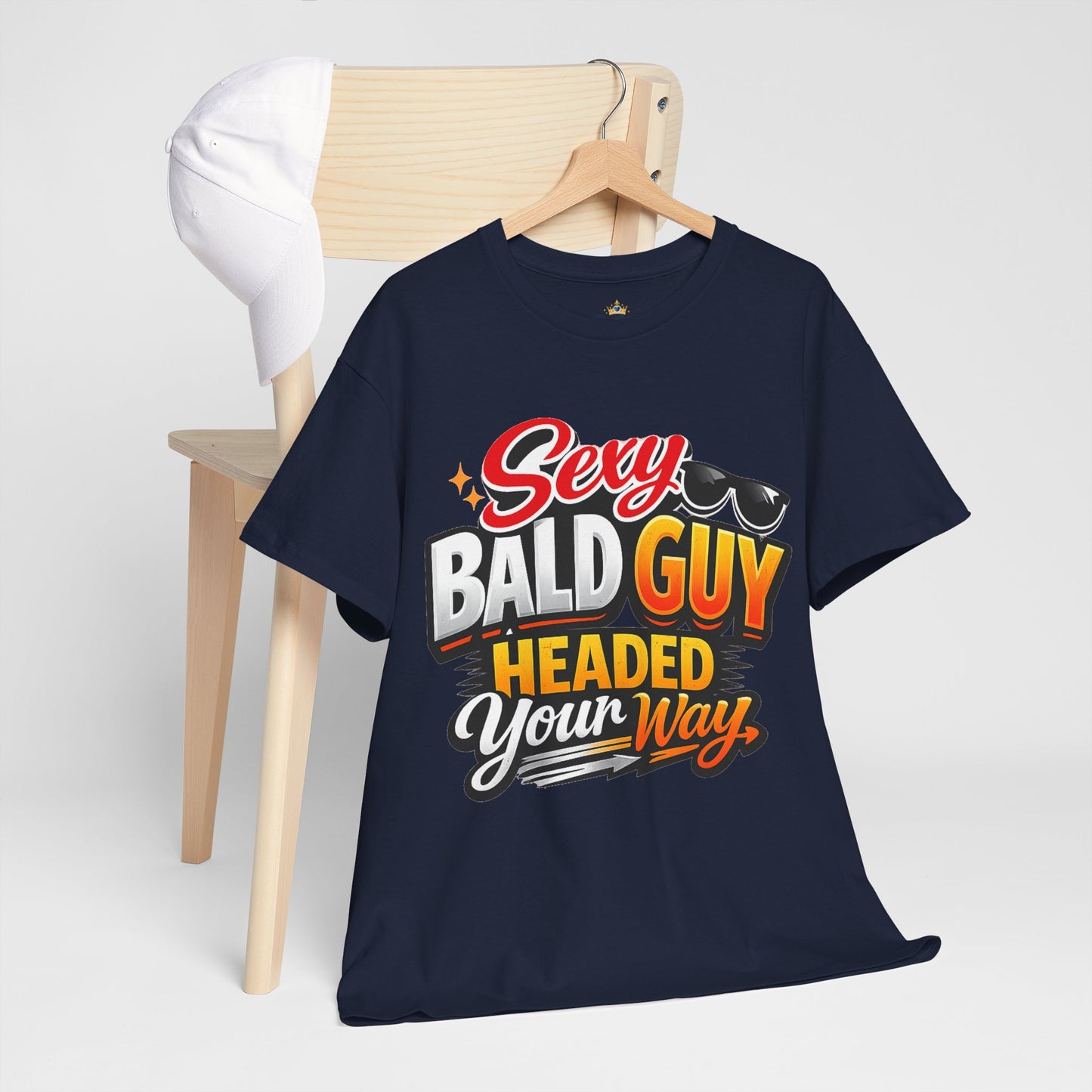 Sexy Bald Guy Headed Your Way T-Shirt | Funny Bald Head Tee, Sunglasses Graphic