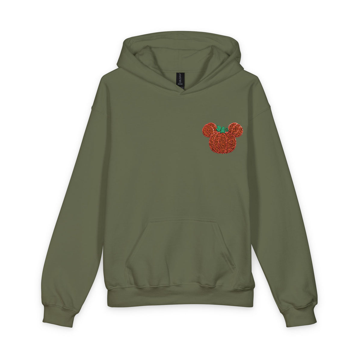 Fall Embroidered Pumpkin Softstyle Youth Midweight Hooded Sweatshirt