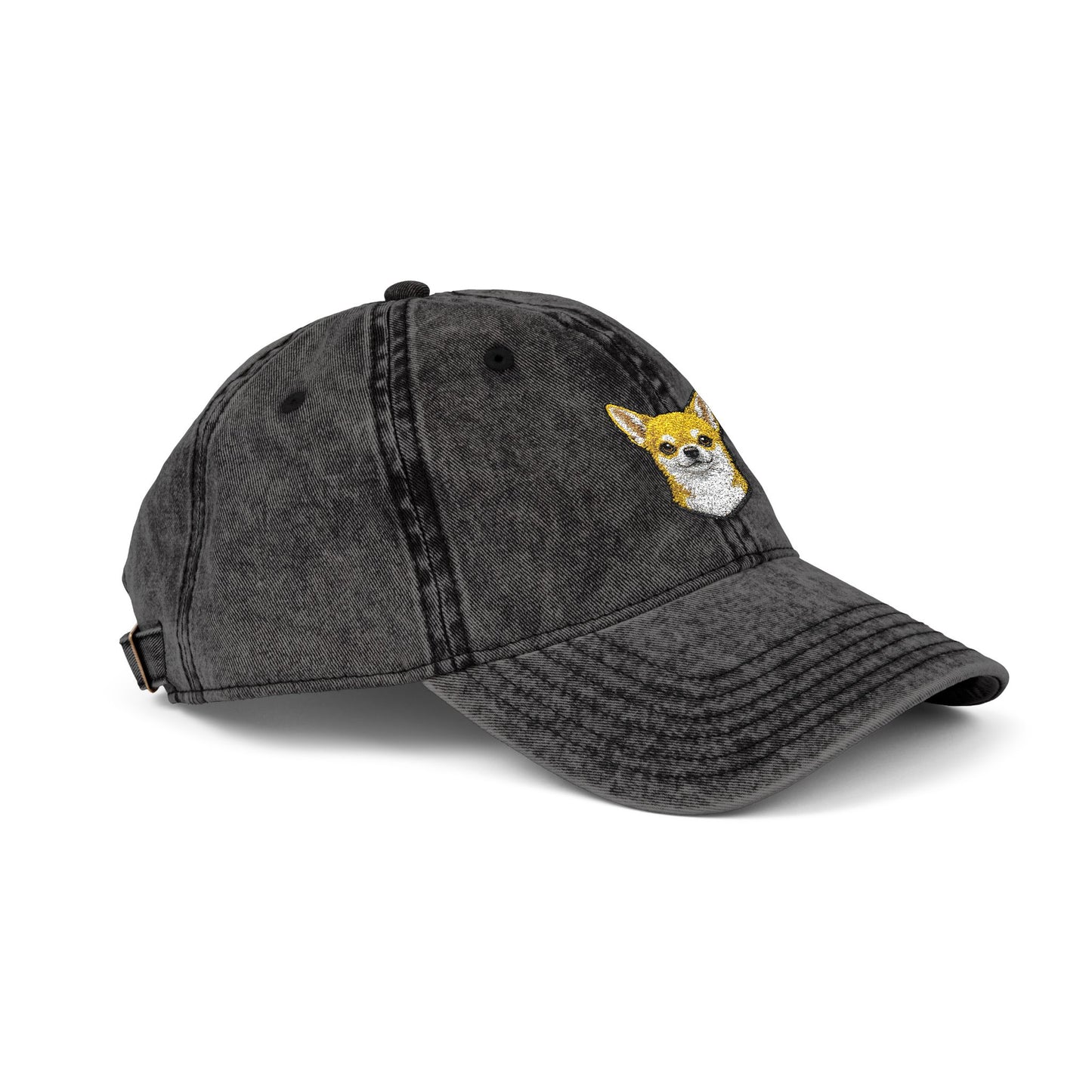 Embroidered Chihuahua Dog Face Cap | Vintage Washed Baseball Hat