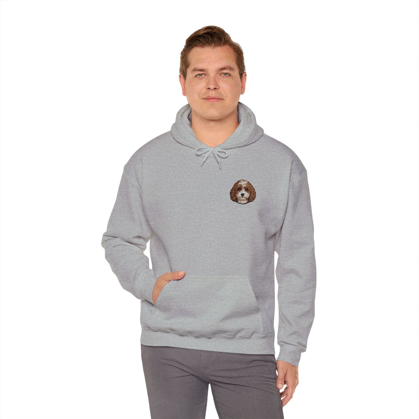 Cavapoo embroidered design on hooded sweatshirt