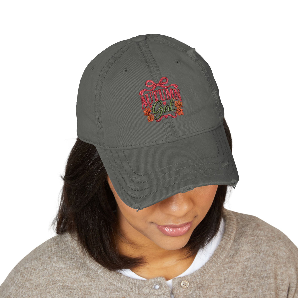 Autumn Girl Distressed Fall Hat (Embroidery)