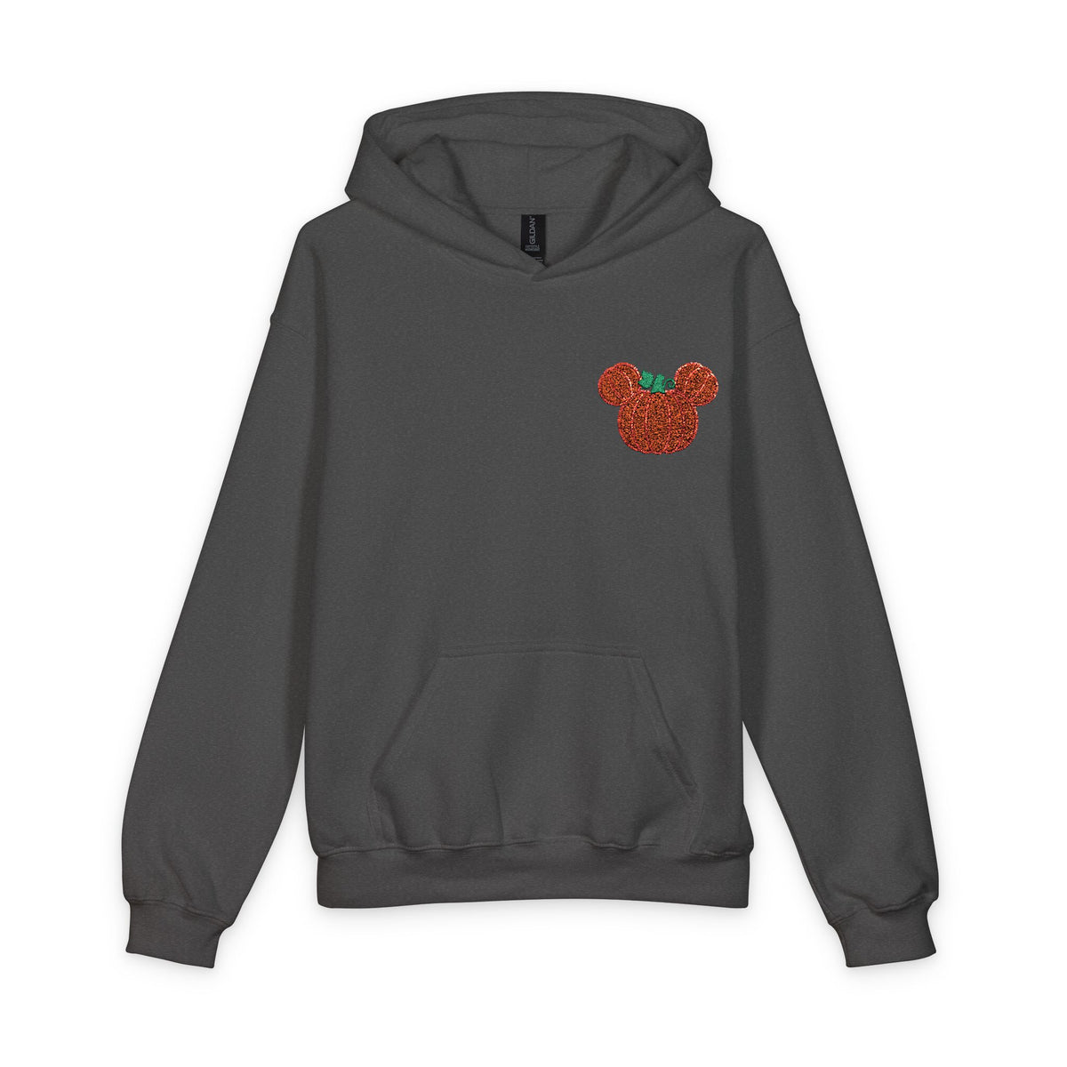 Fall Embroidered Pumpkin Softstyle Youth Midweight Hooded Sweatshirt