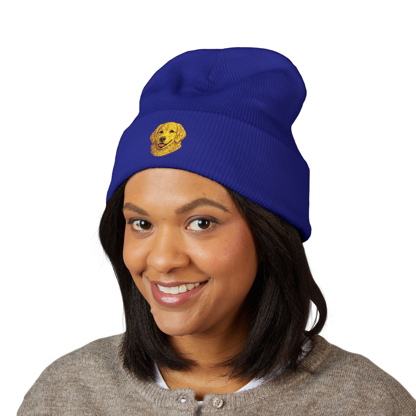 Golden Retriever Embroidered Beanie | Cuffed Knit Hat